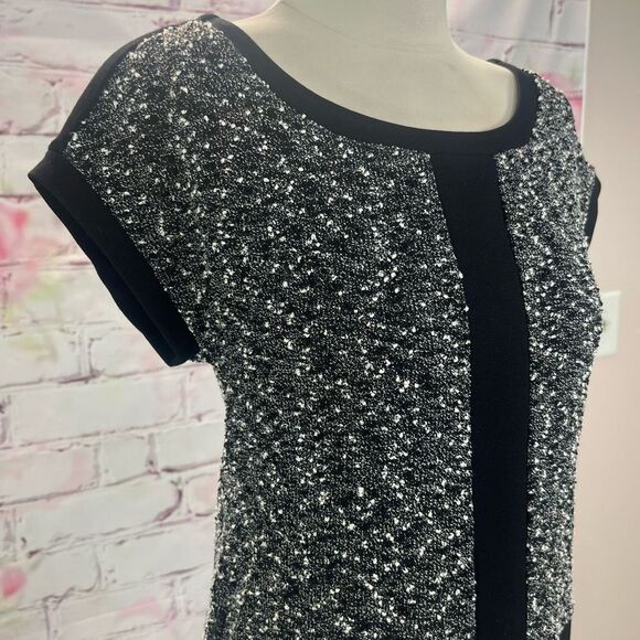 Ann Taylor nwt short sleeve mixed knit sheath dress size 4 - Picture 2 of 10